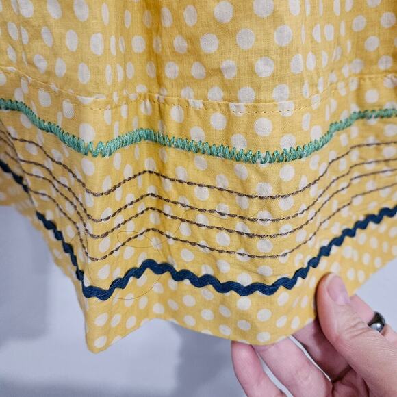 Fossil Womens A Line Yellow Polka Dot Pleated Skirt. Size 4. 100% cotton. - Picture 6 of 8
